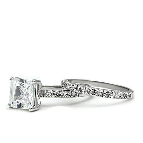 3W102 - Rhodium Brass Ring with AAA Grade CZ in Clear - Alamode - Flyclothing LLC