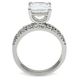 3W102 - Rhodium Brass Ring with AAA Grade CZ in Clear - Alamode - Flyclothing LLC