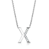 3W1030 - Rhodium Brass Chain Pendant with AAA Grade CZ in Clear - Alamode - Flyclothing LLC