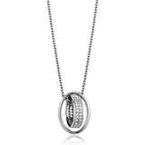 3W1032 - Rhodium Brass Chain Pendant with AAA Grade CZ in Clear - Alamode - Flyclothing LLC