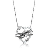 3W1034 - Rhodium Brass Chain Pendant with AAA Grade CZ in Clear - Alamode - Flyclothing LLC