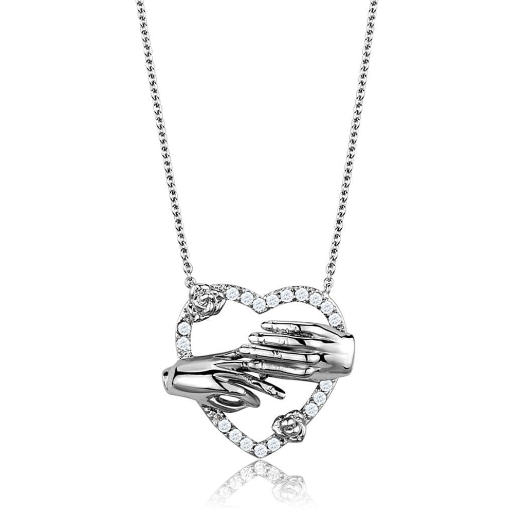 3W1034 - Rhodium Brass Chain Pendant with AAA Grade CZ  in Clear - Alamode