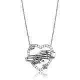 3W1034 - Rhodium Brass Chain Pendant with AAA Grade CZ  in Clear - Alamode
