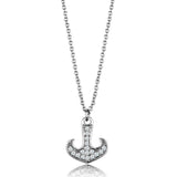 3W1035 - Rhodium Brass Chain Pendant with AAA Grade CZ  in Clear - Alamode