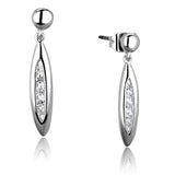 3W1046 - Rhodium Brass Earrings with AAA Grade CZ  in Clear - Alamode