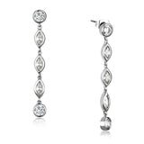 3W1049 - Rhodium Brass Earrings with AAA Grade CZ in Clear - Alamode - Flyclothing LLC