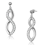3W1055 - Rhodium Brass Earrings with AAA Grade CZ in Clear - Alamode - Flyclothing LLC