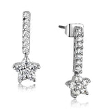 3W1056 - Rhodium Brass Earrings with AAA Grade CZ  in Clear - Alamode