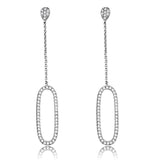 3W1058 - Rhodium Brass Earrings with AAA Grade CZ  in Clear - Alamode