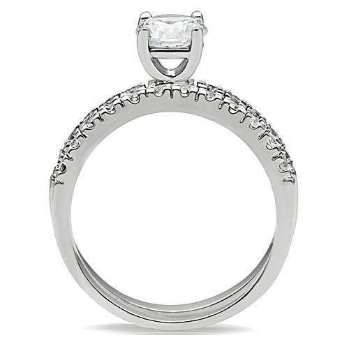 3W105 - Rhodium Brass Ring with AAA Grade CZ in Clear - Alamode - Flyclothing LLC