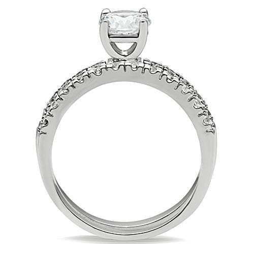 3W105 - Rhodium Brass Ring with AAA Grade CZ in Clear - Alamode - Flyclothing LLC