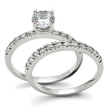 3W105 - Rhodium Brass Ring with AAA Grade CZ  in Clear - Alamode