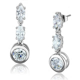 3W1060 - Rhodium Brass Earrings with AAA Grade CZ in Clear - Alamode - Flyclothing LLC