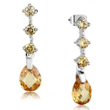 3W1063 - Rhodium Brass Earrings with AAA Grade CZ in Champagne - Alamode - Flyclothing LLC