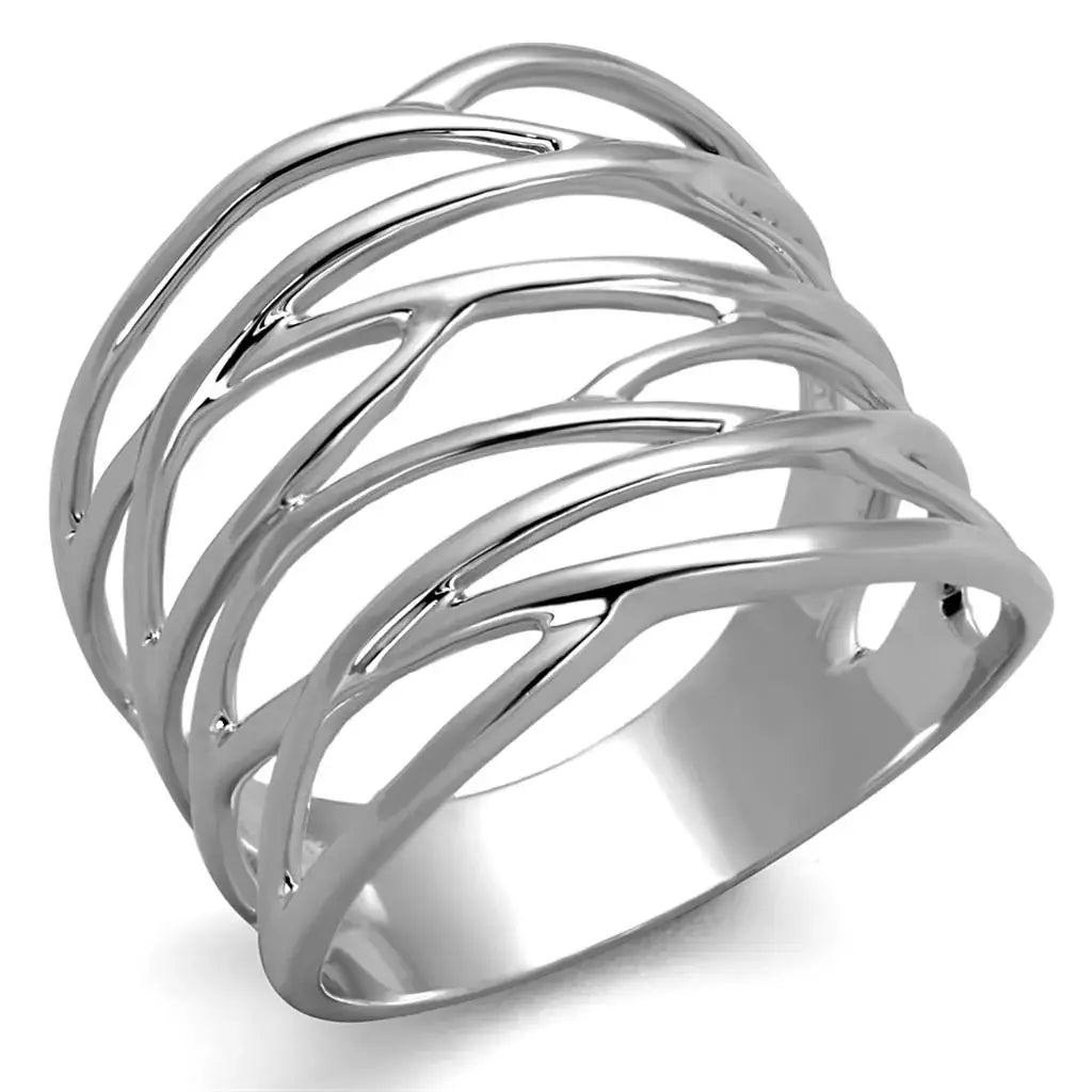 3W1065 - Rhodium Brass Ring with No Stone - Alamode - Flyclothing LLC