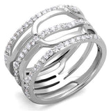 3W1070 - Rhodium Brass Ring with AAA Grade CZ in Clear - Alamode - Flyclothing LLC