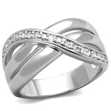 3W1071 - Rhodium Brass Ring with AAA Grade CZ  in Clear - Alamode