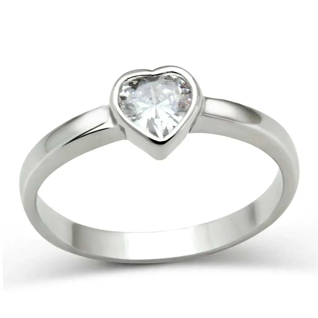 3W107 - Rhodium Brass Ring with AAA Grade CZ in Clear - Alamode - Flyclothing LLC