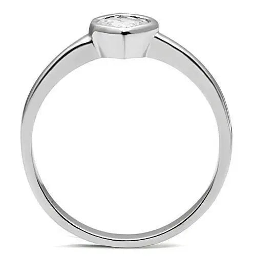 3W107 - Rhodium Brass Ring with AAA Grade CZ in Clear - Alamode - Flyclothing LLC