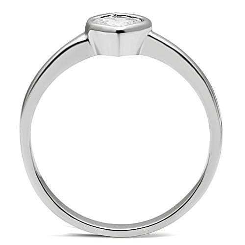 3W107 - Rhodium Brass Ring with AAA Grade CZ in Clear - Alamode - Flyclothing LLC