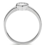 3W107 - Rhodium Brass Ring with AAA Grade CZ  in Clear - Alamode