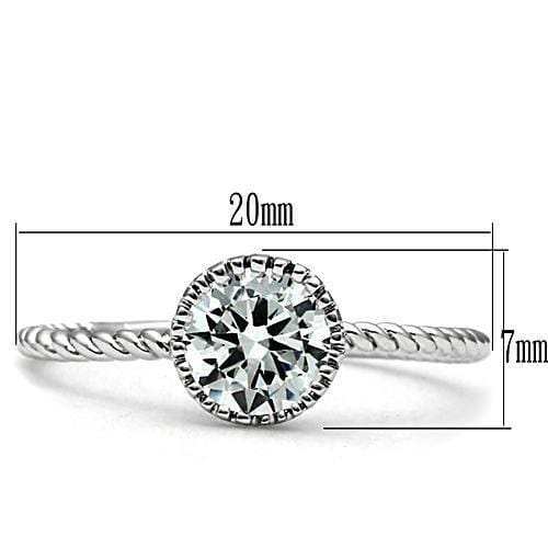 3W108 - Rhodium Brass Ring with AAA Grade CZ in Clear - Alamode - Flyclothing LLC