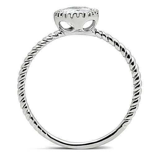 3W108 - Rhodium Brass Ring with AAA Grade CZ in Clear - Alamode - Flyclothing LLC