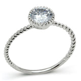3W108 - Rhodium Brass Ring with AAA Grade CZ  in Clear - Alamode