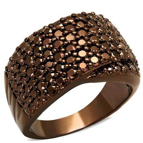 3W1097 - IP Coffee light Brass Ring with AAA Grade CZ in Light Coffee - Alamode - Flyclothing LLC