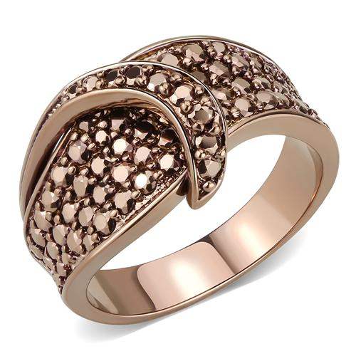 3W1099 - IP Coffee light Brass Ring with AAA Grade CZ in Light Coffee - Alamode - Flyclothing LLC