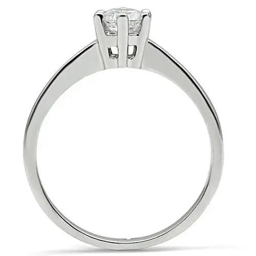 3W109 - Rhodium Brass Ring with AAA Grade CZ in Clear - Alamode - Flyclothing LLC
