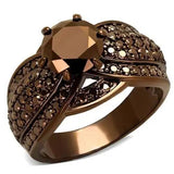 3W1100 - IP Coffee light Brass Ring with AAA Grade CZ  in Light Coffee - Alamode