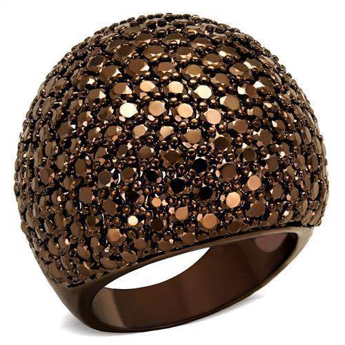 3W1101 - IP Coffee light Brass Ring with AAA Grade CZ in Light Coffee - Alamode - Flyclothing LLC