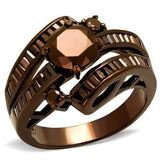 3W1106 - IP Coffee light Brass Ring with AAA Grade CZ in Light Coffee - Alamode - Flyclothing LLC