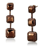 3W1108 - IP Coffee light Brass Earrings with AAA Grade CZ  in Light Coffee - Alamode