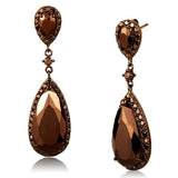 3W1110 - IP Coffee light Brass Earrings with AAA Grade CZ  in Light Coffee - Alamode