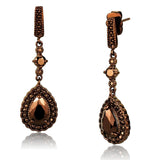 3W1111 - IP Coffee light Brass Earrings with AAA Grade CZ  in Light Coffee - Alamode