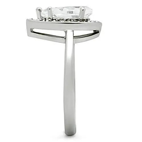 3W111 - Rhodium Brass Ring with AAA Grade CZ in Clear - Alamode - Flyclothing LLC