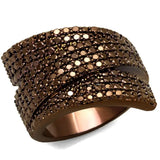 3W1125 - IP Coffee light Brass Ring with AAA Grade CZ in Light Coffee - Alamode - Flyclothing LLC