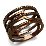 3W1126 - IP Coffee light Brass Ring with AAA Grade CZ in Light Coffee - Alamode - Flyclothing LLC