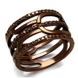 3W1126 - IP Coffee light Brass Ring with AAA Grade CZ  in Light Coffee - Alamode