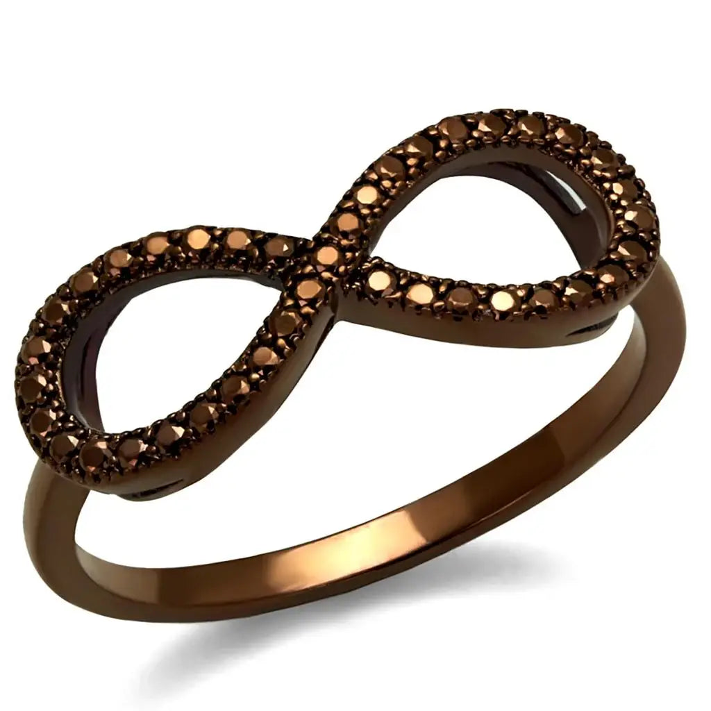 3W1129 - IP Coffee light Brass Ring with AAA Grade CZ in Light Coffee - Alamode - Flyclothing LLC