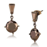 3W1133 - IP Coffee light Brass Earrings with AAA Grade CZ  in Light Coffee - Alamode