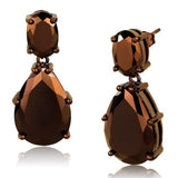 3W1135 - IP Coffee light Brass Earrings with AAA Grade CZ  in Light Coffee - Alamode