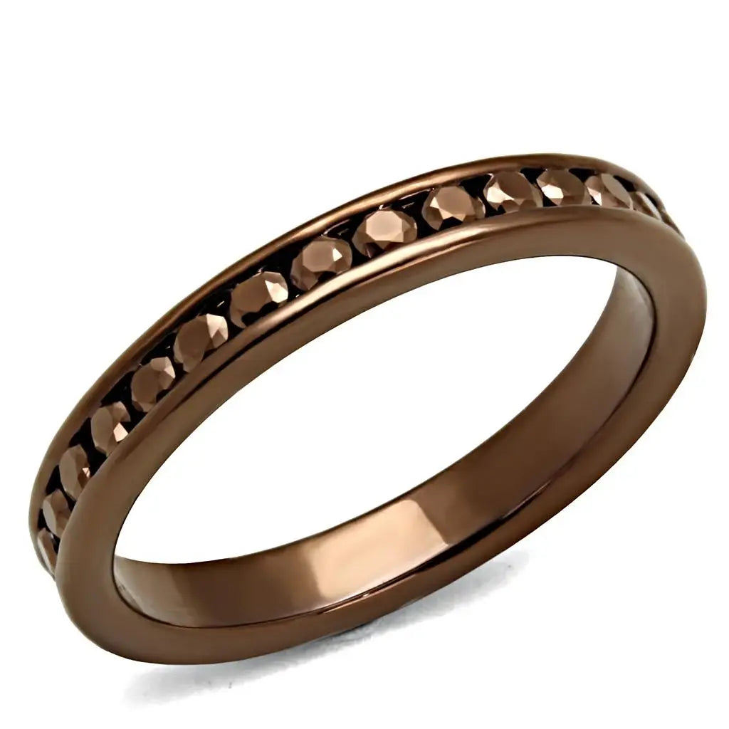 3W1137 - IP Coffee light Brass Ring with AAA Grade CZ in Brown - Alamode - Flyclothing LLC