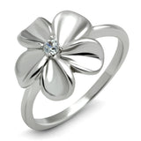 3W113 - Rhodium Brass Ring with AAA Grade CZ  in Clear - Alamode