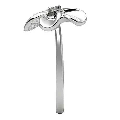 3W113 - Rhodium Brass Ring with AAA Grade CZ in Clear - Alamode - Flyclothing LLC