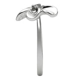 3W113 - Rhodium Brass Ring with AAA Grade CZ  in Clear - Alamode