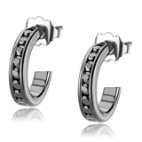 3W1141 - IP Light Black  (IP Gun) Brass Earrings with Top Grade Crystal  in Light Gray - Alamode