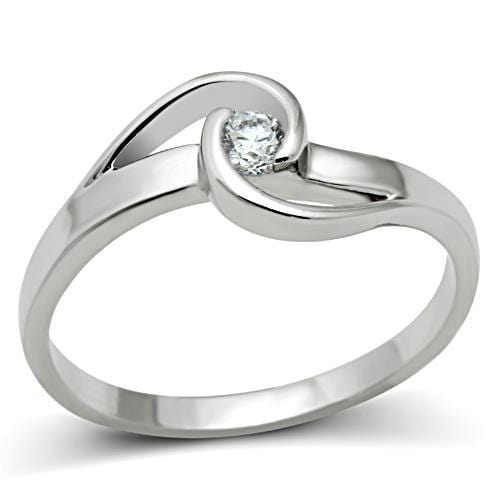 3W114 - Rhodium Brass Ring with AAA Grade CZ  in Clear - Alamode